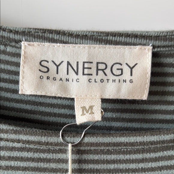 Synergy Organic Clothing Green Striped Reset Dress Kalamata Long Sleeve Womens M - Picture 5 of 10